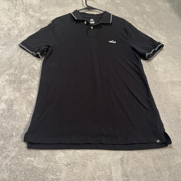 Nike Sportswear Polo Shirt Mens Large Black AF1 Sneaker Embroidered Short Sleeve - Picture 1 of 8